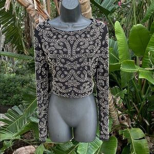 Xscape, studded , tapestry pattern crop top